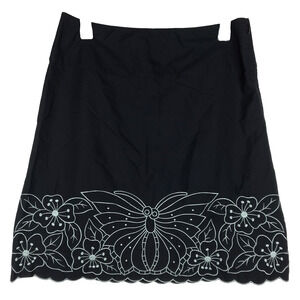 Betsey Johnson New York Mini Skirt Embroidered Butterfly Floral Black Blue Y2K 8